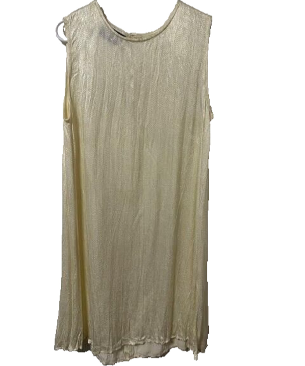 Vintage PG Collections Ginger Bort Gold Shimmer Crinkle Dress Women's Size 10